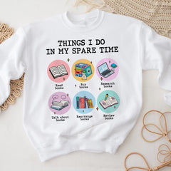 Sandjest Book T-Shirt Things I Do in My Spare Time Gift for Women Girl Friends Bookworm