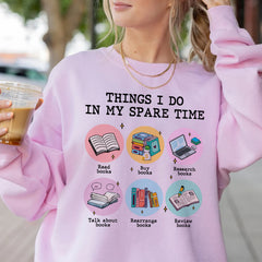 Sandjest Book T-Shirt Things I Do in My Spare Time Gift for Women Girl Friends Bookworm