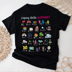 Sandjest Inspirational T-Shirt Coping Skills Alphabet Gift for Women Girl Friend