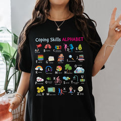 Sandjest Inspirational T-Shirt Coping Skills Alphabet Gift for Women Girl Friend