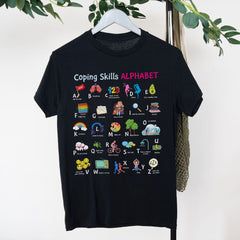 Sandjest Inspirational T-Shirt Coping Skills Alphabet Gift for Women Girl Friend