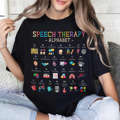 Sandjest T-Shirt Speech Therapy Alphabet Gift for Women Friend