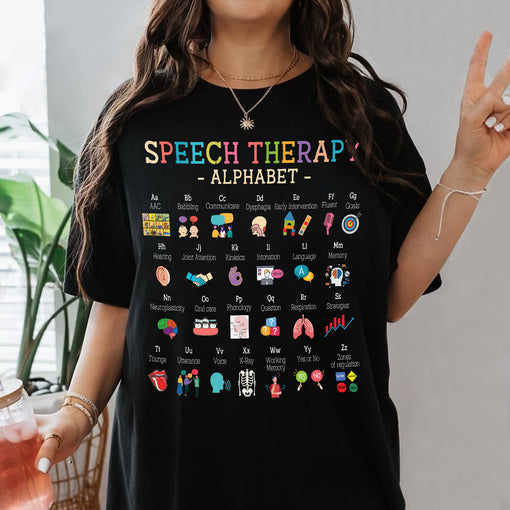 Sandjest T-Shirt Speech Therapy Alphabet Gift for Women Friend