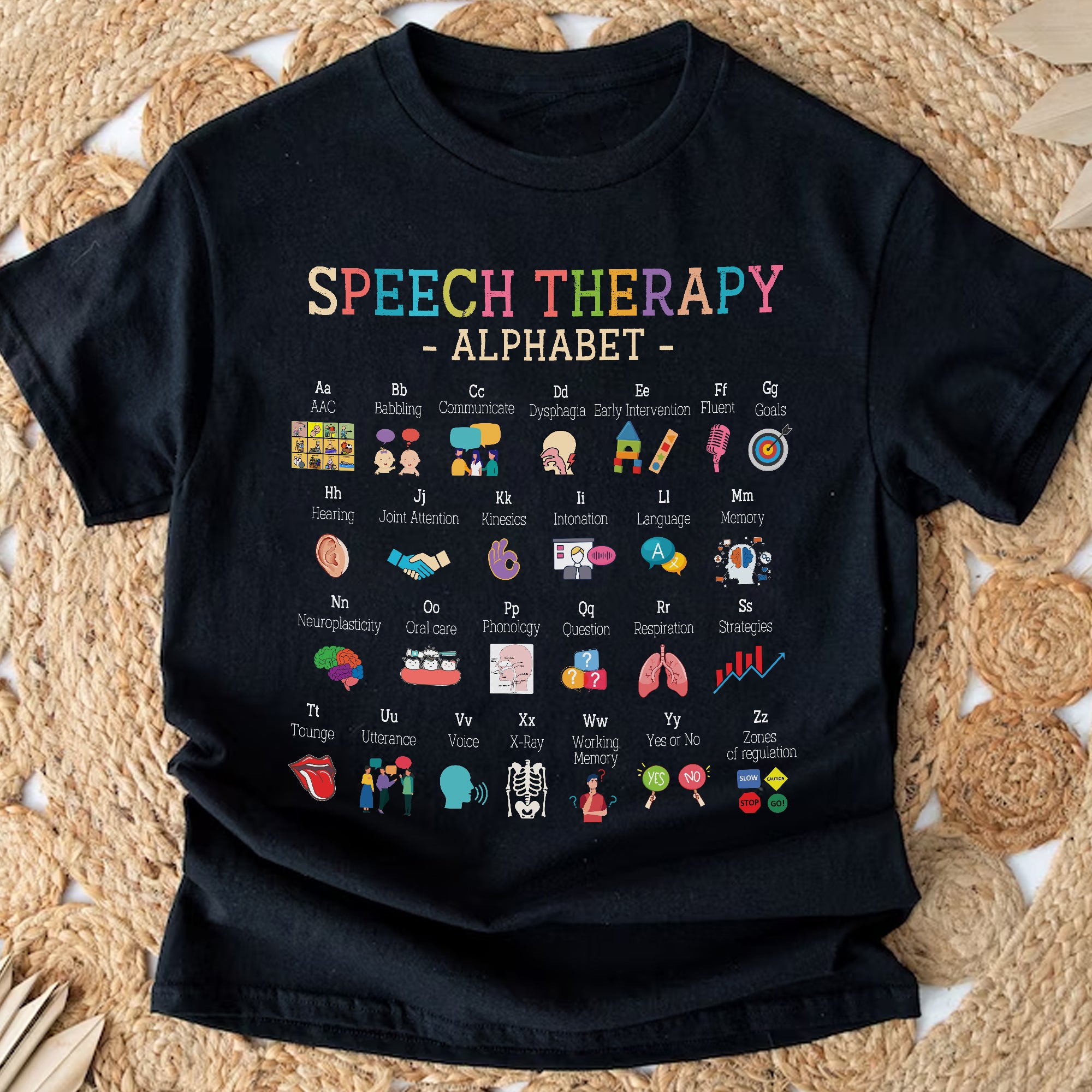 Sandjest T-Shirt Speech Therapy Alphabet Gift for Women Friend