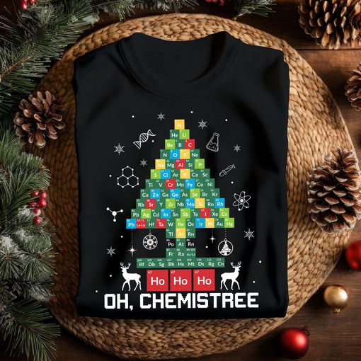 Sandjest Chemistree Christmas Shirt, Christmas T-shirt, Chemistry Teacher,Periodic Table Shirt,Comfy Holiday Shirt,Christmas Party Gift