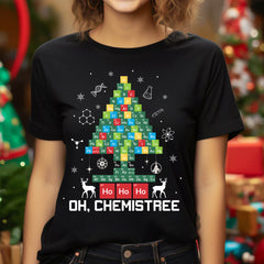 Sandjest Chemistree Christmas Shirt, Christmas T-shirt, Chemistry Teacher,Periodic Table Shirt,Comfy Holiday Shirt,Christmas Party Gift