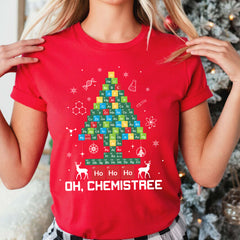 Sandjest Chemistree Christmas Shirt, Christmas T-shirt, Chemistry Teacher,Periodic Table Shirt,Comfy Holiday Shirt,Christmas Party Gift