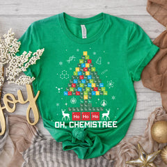 Sandjest Chemistree Christmas Shirt, Christmas T-shirt, Chemistry Teacher,Periodic Table Shirt,Comfy Holiday Shirt,Christmas Party Gift