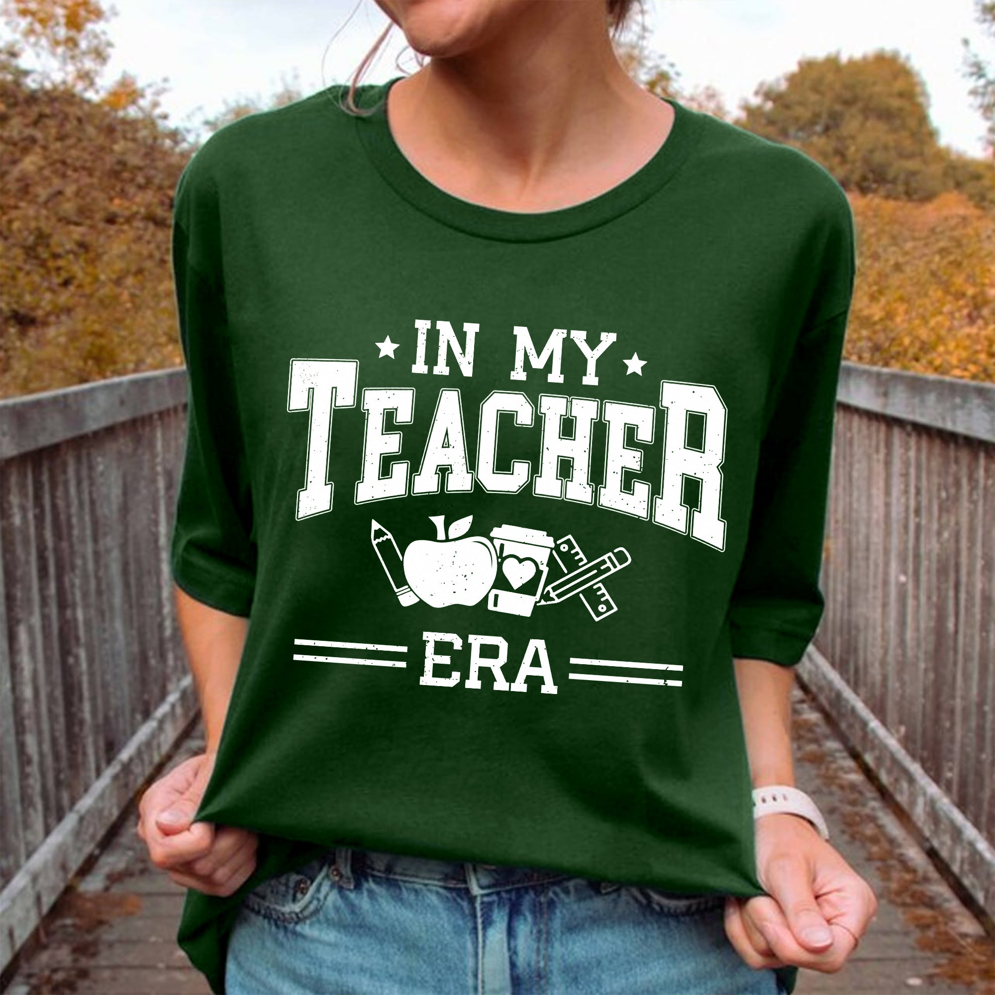 Sandjest In My Teacher Era Shirt Gift for Teachers Librarian T-Shirt for Women Girl Friend