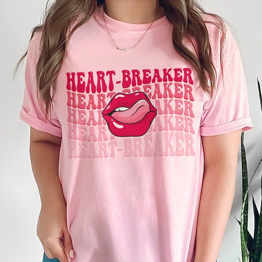 Sandjest Funny Valentine T-Shirt Heart-Breaker Gift for Friend Women Girl