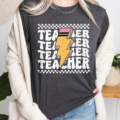 Sandjest Teacher T-Shirt Groovy Style Gift for Teachers Professors