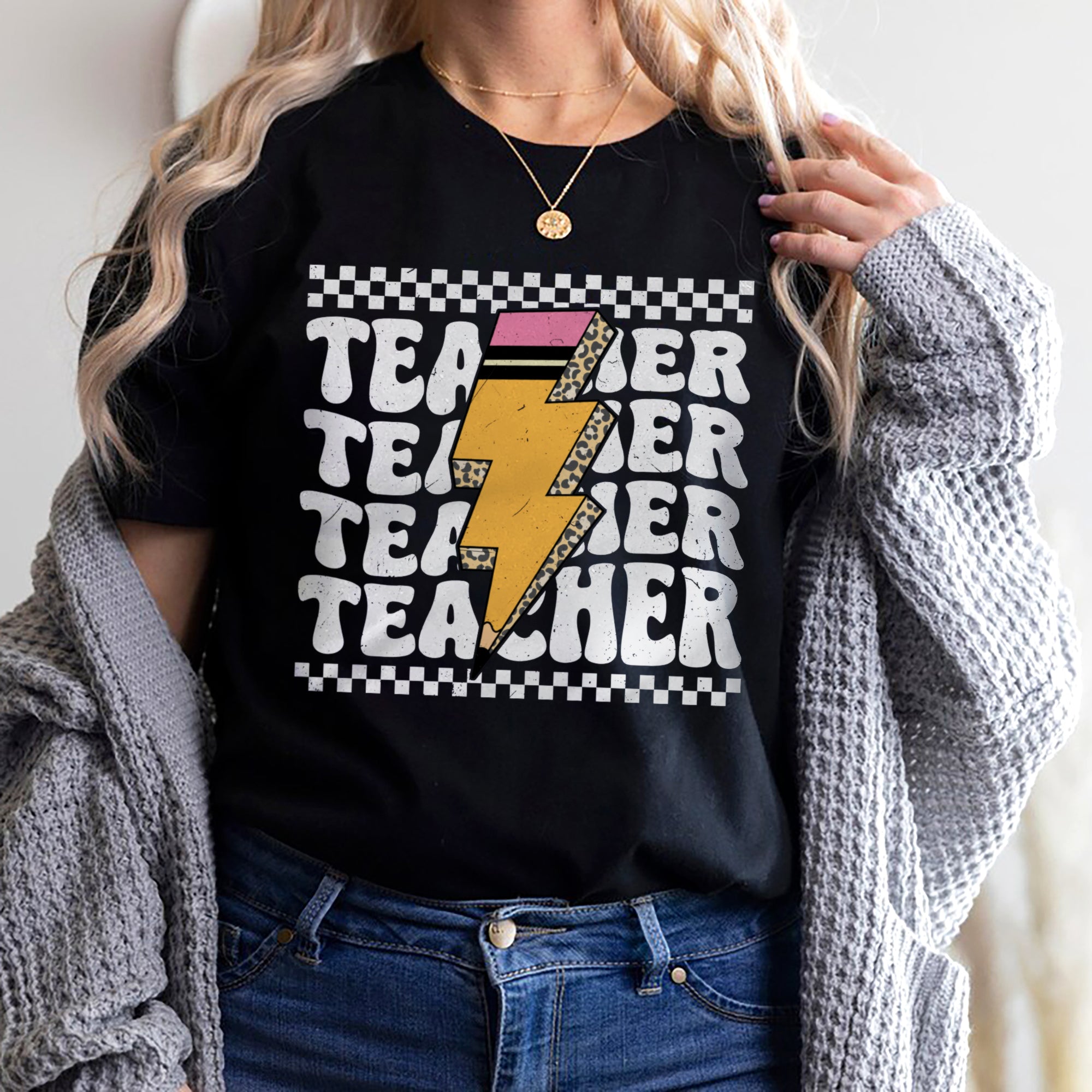 Sandjest Teacher T-Shirt Groovy Style Gift for Teachers Professors