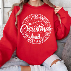 Sandjest It's Beginning To Cost A Lot Like Christmas Sweatshirt, Christmas Santa Shirt, Funny Christmas Holiday Tee, Christmas Celebration Gift