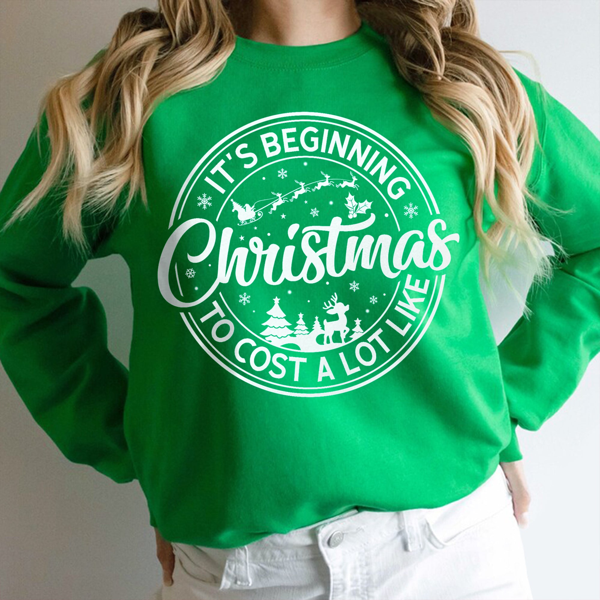 Sandjest It's Beginning To Cost A Lot Like Christmas Sweatshirt, Christmas Santa Shirt, Funny Christmas Holiday Tee, Christmas Celebration Gift