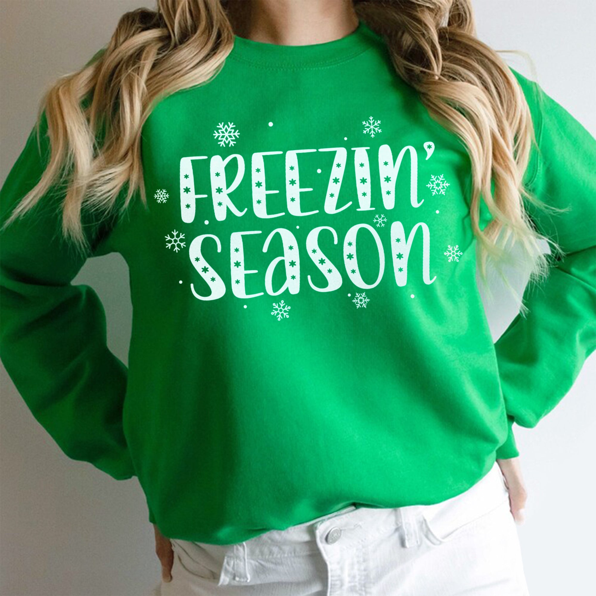 Sandjest Christmas Sweatshirt Freezin Season Gift for Women Girl Friend
