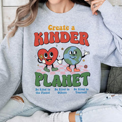 Sandjest Inspirational T-Shirt Create a Kinder Planet Gift for Women Girl Friend