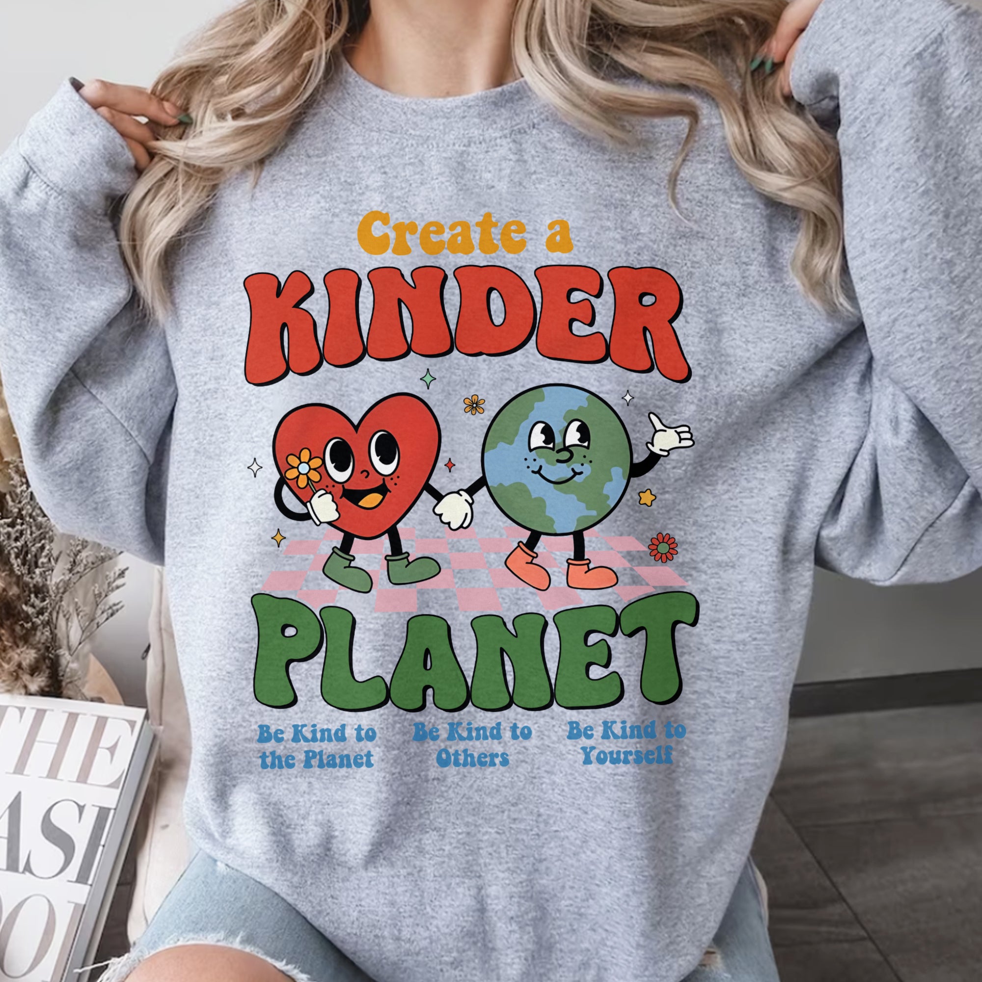 Sandjest Inspirational T-Shirt Create a Kinder Planet Gift for Women Girl Friend