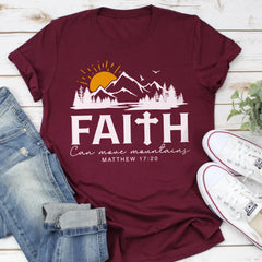 Sandjest Christian T-Shirt Faith Can Move Mountains Gift for Women Jesus Lover Bible Lover
