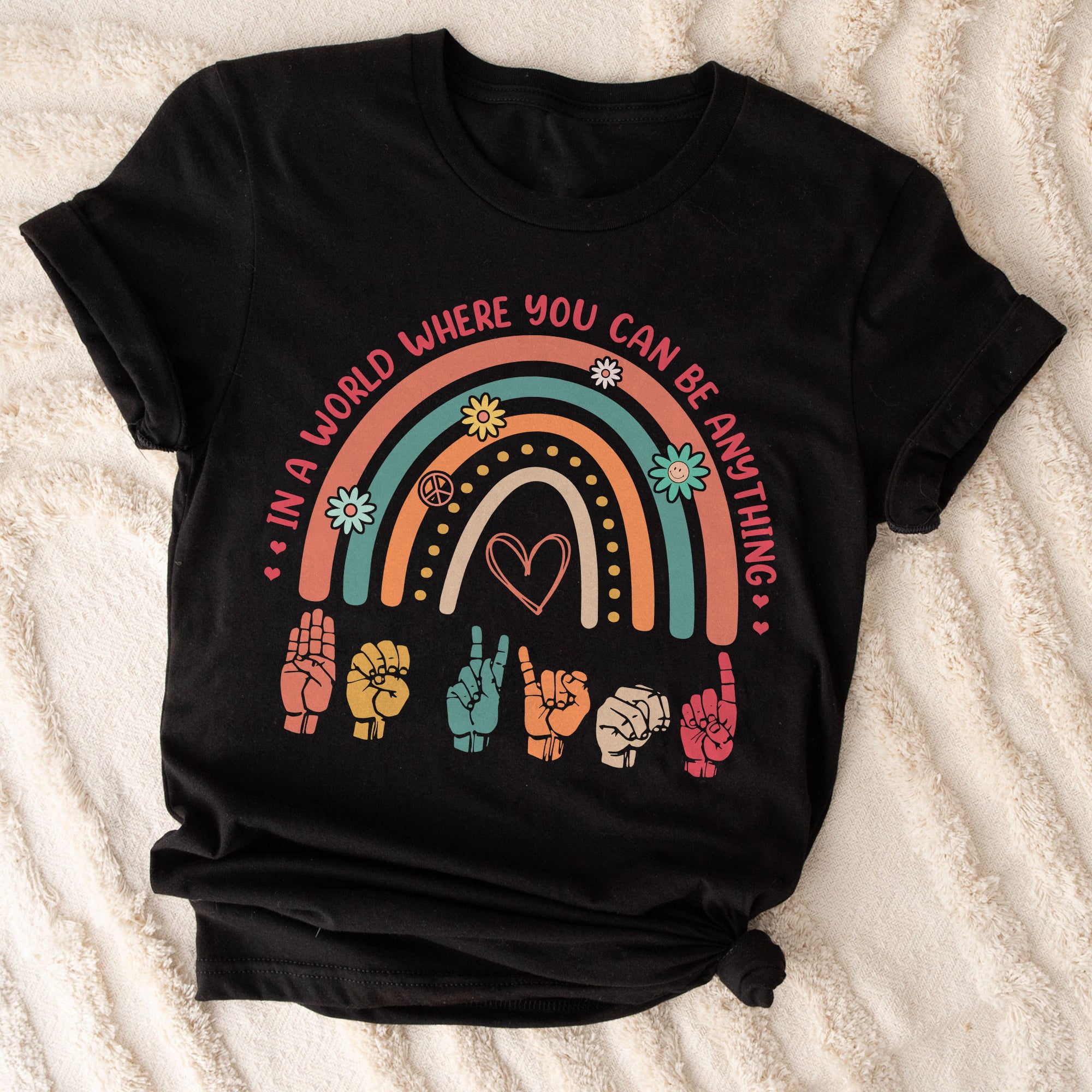 Sandjest Inspirational T-Shirt in a World Where You Can Be Anything Gift for Women Girl Friend