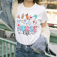 Sandjest Nurses T-Shirt Nurse Life Gift for Women Girl Friend