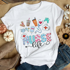 Sandjest Nurses T-Shirt Nurse Life Gift for Women Girl Friend