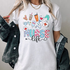 Sandjest Nurses T-Shirt Nurse Life Gift for Women Girl Friend