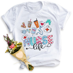 Sandjest Nurses T-Shirt Nurse Life Gift for Women Girl Friend