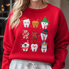 Sandjest Christmas Teeth Sweatshirt, Dentist Christmas Sweatshirt, Dental Christmas Gift, Dental Office Christmas Tee