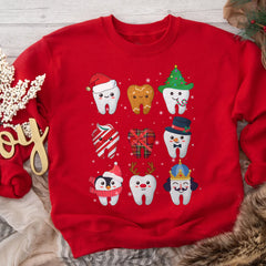 Sandjest Christmas Teeth Sweatshirt, Dentist Christmas Sweatshirt, Dental Christmas Gift, Dental Office Christmas Tee