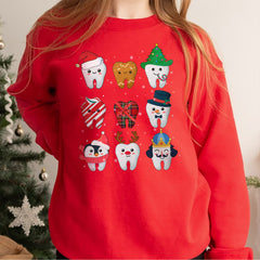 Sandjest Christmas Teeth Sweatshirt, Dentist Christmas Sweatshirt, Dental Christmas Gift, Dental Office Christmas Tee