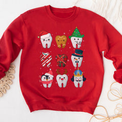 Sandjest Christmas Teeth Sweatshirt, Dentist Christmas Sweatshirt, Dental Christmas Gift, Dental Office Christmas Tee