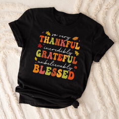 Sandjest Thankful Grateful Blessed Shirt Thanksgiving Shirt, Fall Shirt for Women Girls, Friendsgiving Shirt, Inspirational Gift