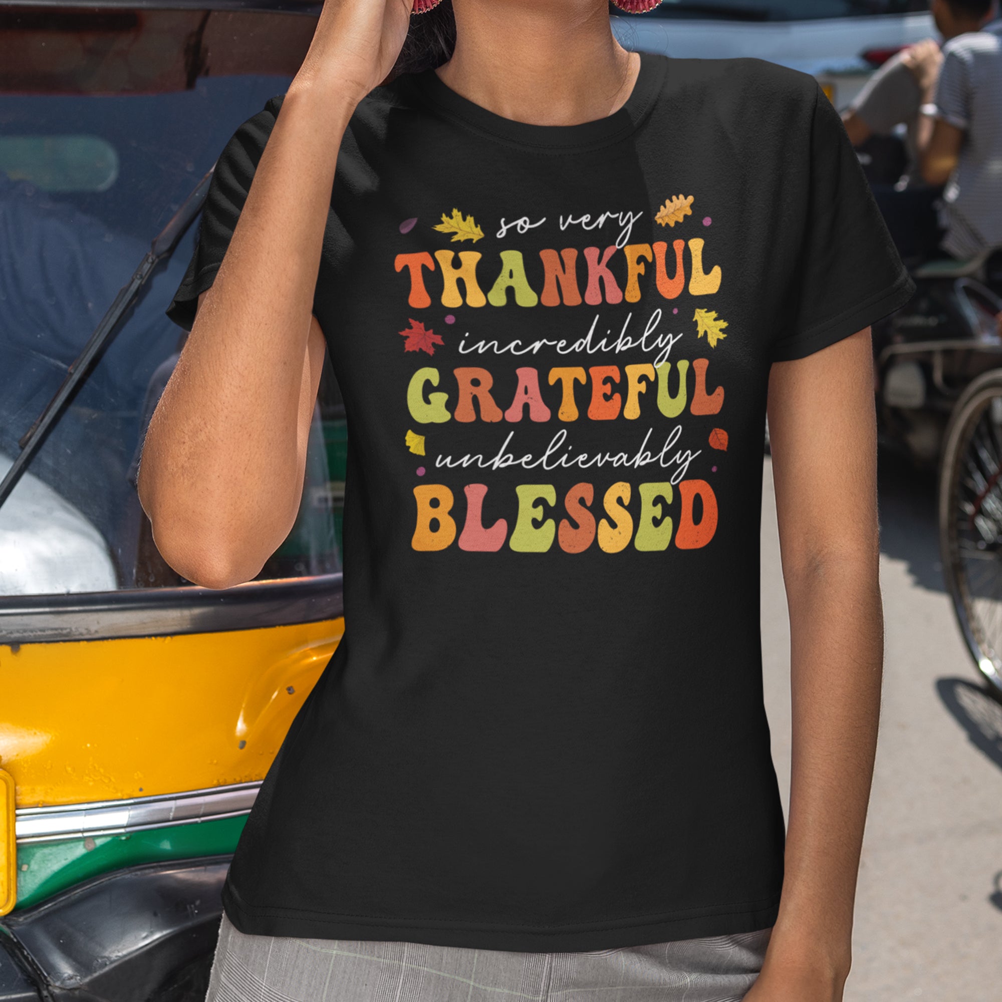 Sandjest Thankful Grateful Blessed Shirt Thanksgiving Shirt, Fall Shirt for Women Girls, Friendsgiving Shirt, Inspirational Gift