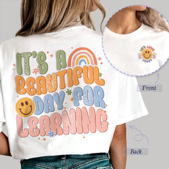 Sandjest Cute T-Shirt Teach Love Inspire Heart Pink Rainbow Gift for Teachers