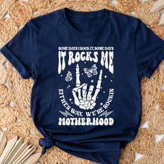 Sandjest Motherhood Shirt, Funny Mom Shirt, Skeleton Rocking Motherhood Graphic Tee, Trendy Mom Life Shirt, Shirt Gift for Cool Mom