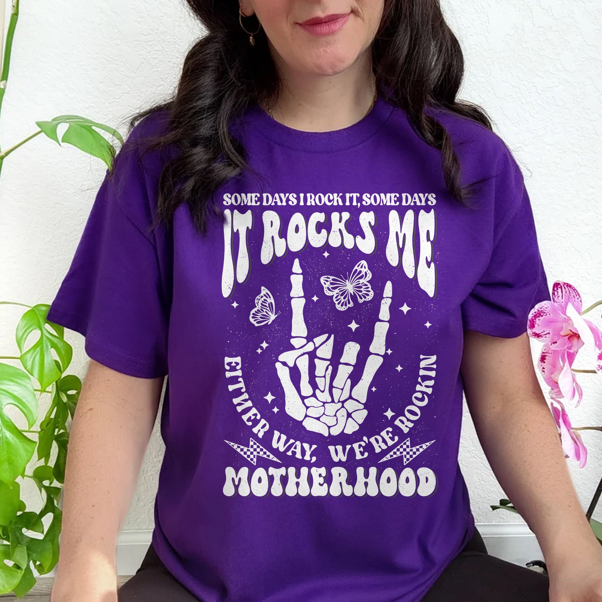 Sandjest Motherhood Shirt, Funny Mom Shirt, Skeleton Rocking Motherhood Graphic Tee, Trendy Mom Life Shirt, Shirt Gift for Cool Mom