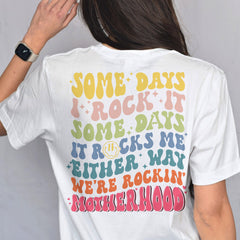 Sandjest Motherhood Shirt Groovy Retro Style, Funny Mom Shirt, Skeleton Rocking Motherhood Graphic Tee, Trendy Mom Life Shirt, Shirt Gift for Cool Mom