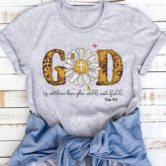Sandjest Christian T-Shirt God Is Within Her She Will Not Fall Leopard Style Gift for Jesus Lover Bible Lovers