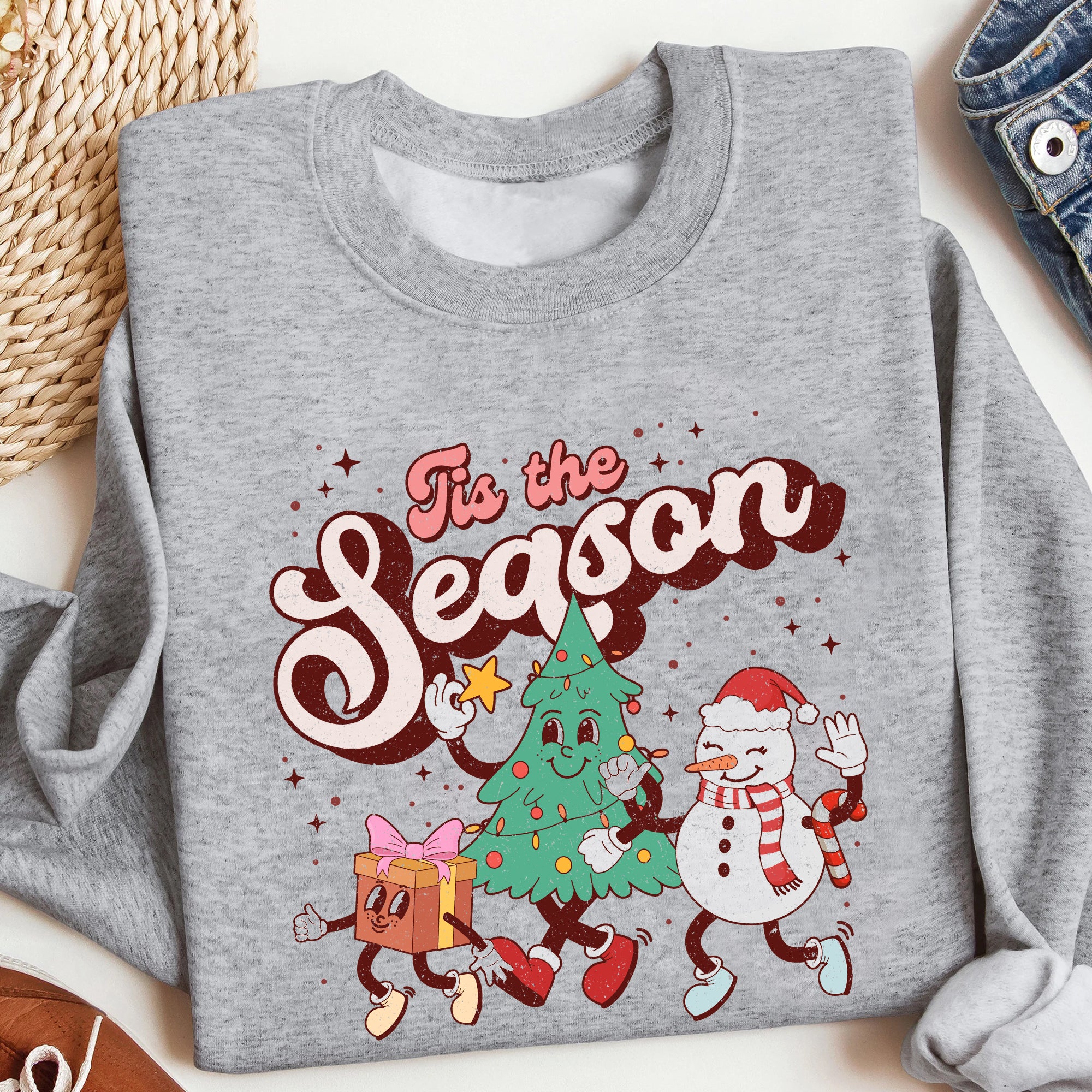 Sandjest Tis The Season Sweatshirt, Christmas Sweatshirt, Merry Christmas Sweatshirt, Christmas Tshirt, Women Christmas T-shirt, Christmas Tee Shirt