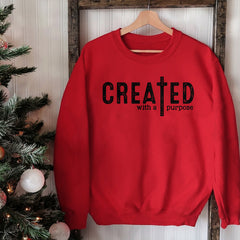 Sandjest Christian T-Shirt Created with a Purpose Gift for Women Girl Friend Boy Men