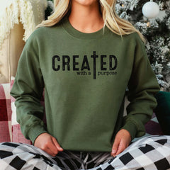 Sandjest Christian T-Shirt Created with a Purpose Gift for Women Girl Friend Boy Men