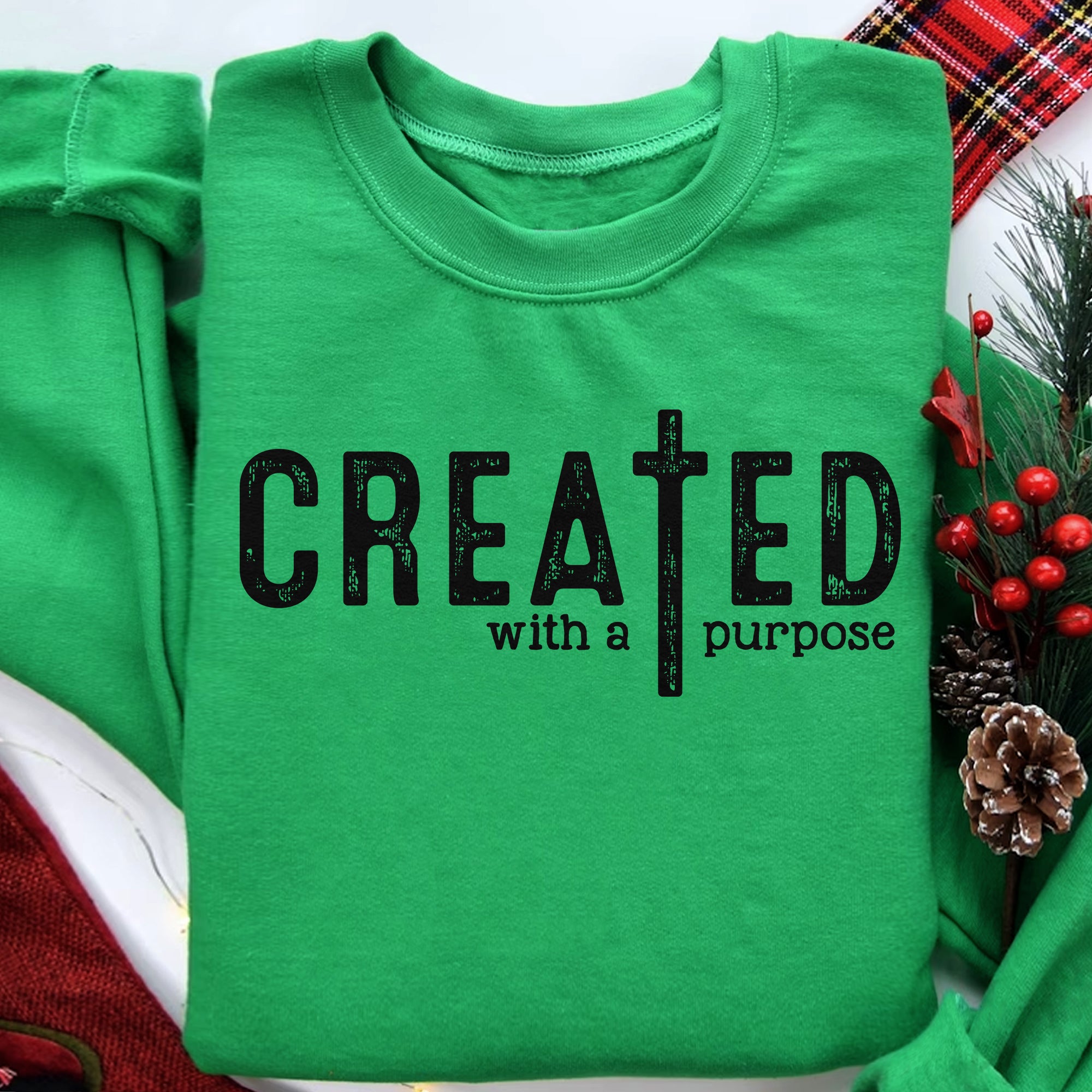 Sandjest Christian T-Shirt Created with a Purpose Gift for Women Girl Friend Boy Men
