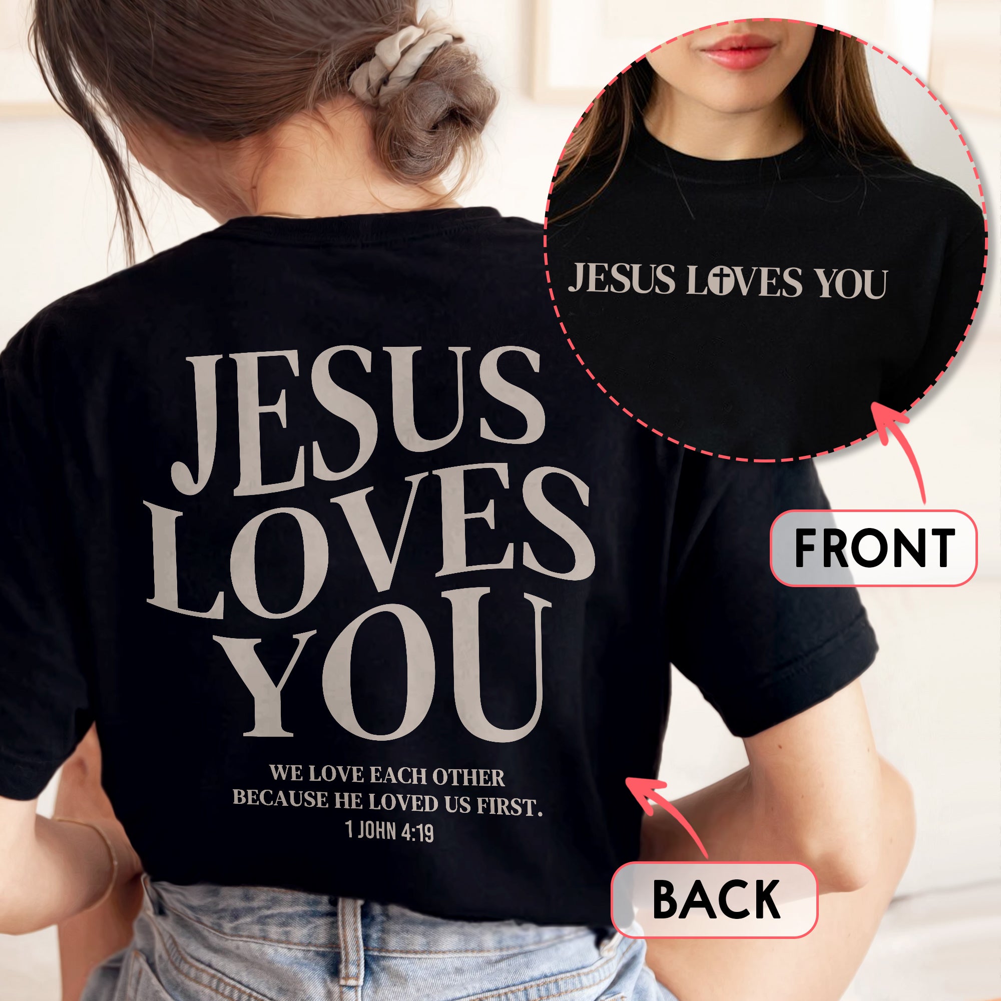 Sandjest Christian T-Shirt Jesus Love You Gift for Women Girl Friends Bible Lover