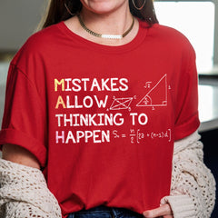 Sandjest Math Teacher T-Shirt Mistakes Allow Thinking to Happen Gift for Women Girl Friends Men