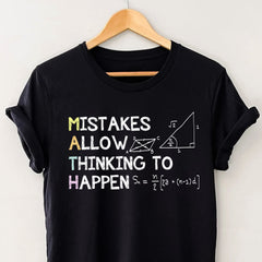 Sandjest Math Teacher T-Shirt Mistakes Allow Thinking to Happen Gift for Women Girl Friends Men