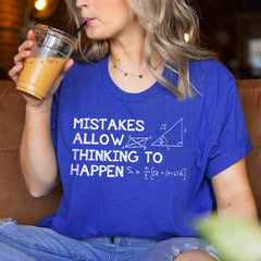 Sandjest Math Teacher T-Shirt Mistakes Allow Thinking to Happen Gift for Women Girl Friends Men