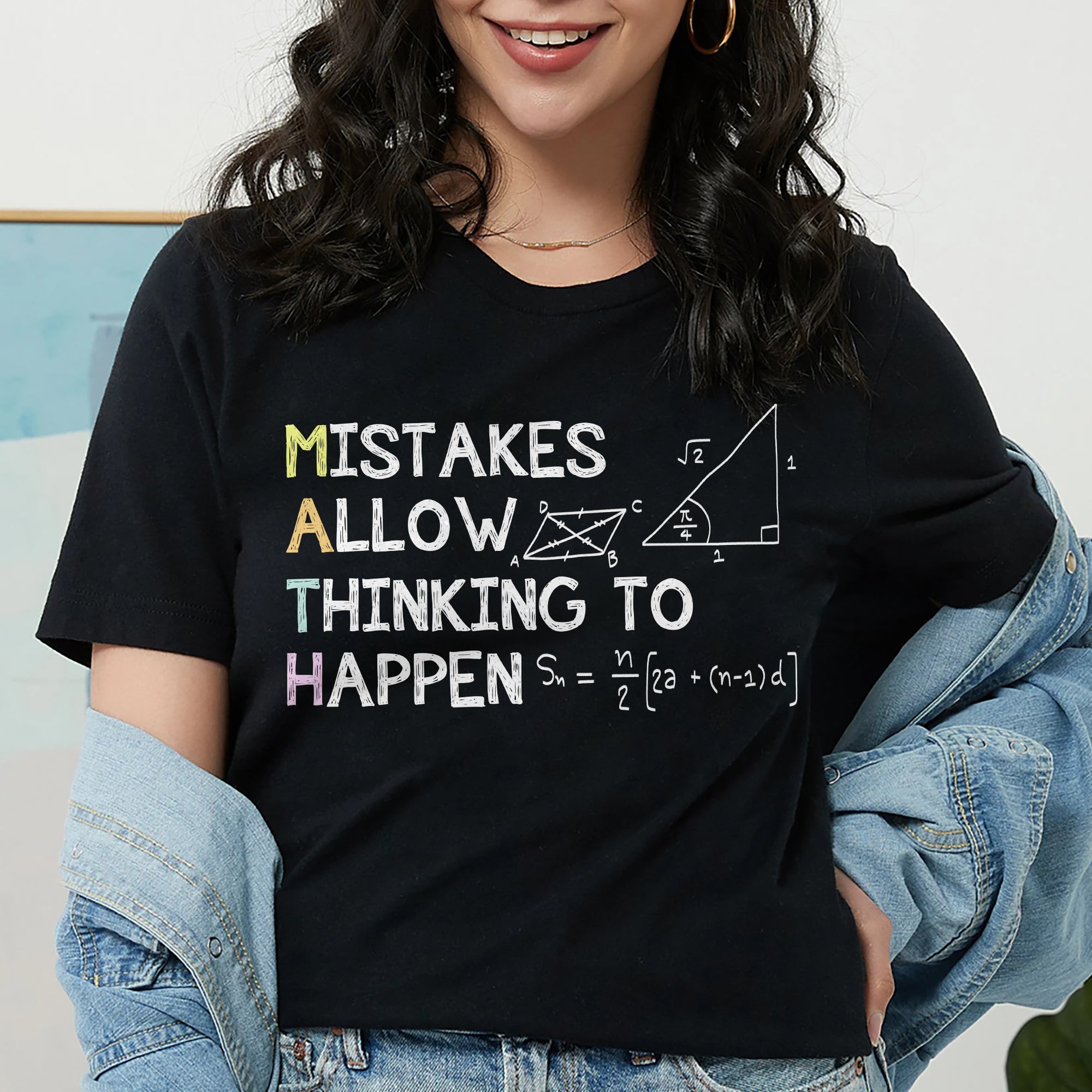 Sandjest Math Teacher T-Shirt Mistakes Allow Thinking to Happen Gift for Women Girl Friends Men