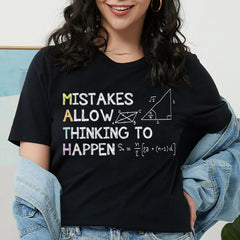 Sandjest Math Teacher T-Shirt Mistakes Allow Thinking to Happen Gift for Women Girl Friends Men