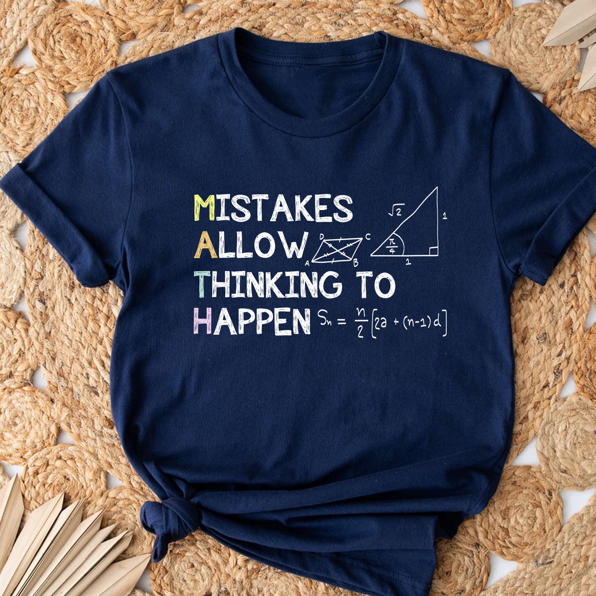 Sandjest Math Teacher T-Shirt Mistakes Allow Thinking to Happen Gift for Women Girl Friends Men
