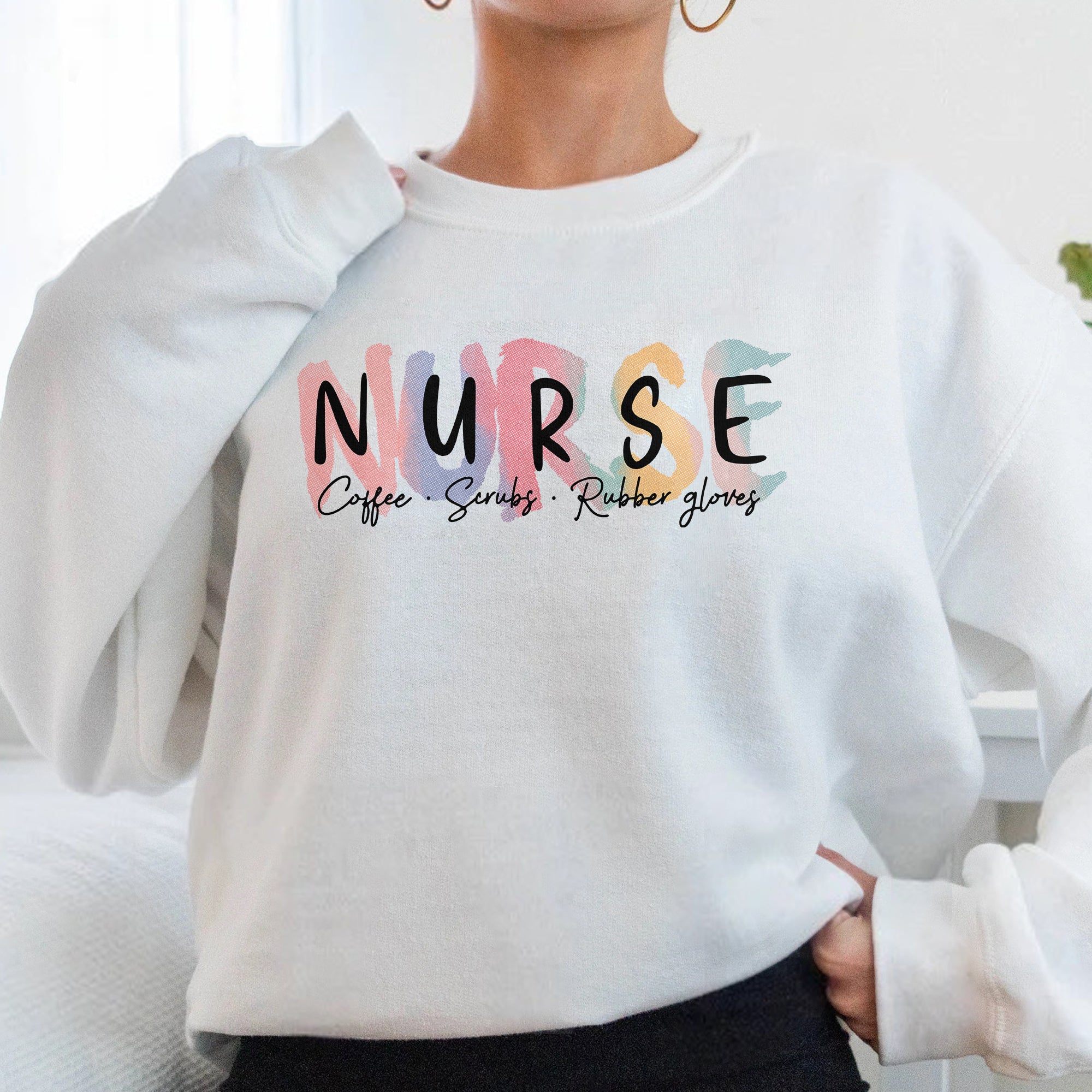 Sandjest Nurse Teacher T-Shirt Coffee Scrubs Rubber Gloves Gift for Women Girl Friends Men